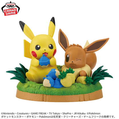 Figurine Pokemon - Pikachu & Evoli (Eeve) Munching Time - Banpresto Flo'Kaze