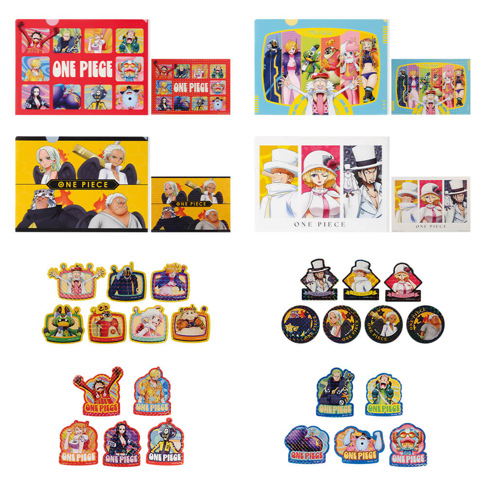GOODIES ONE PIECE - CLEAR FILES & STICKERS FULL SET EGG HEAD LOT K - ICHIBAN KUJI Flo'Kaze